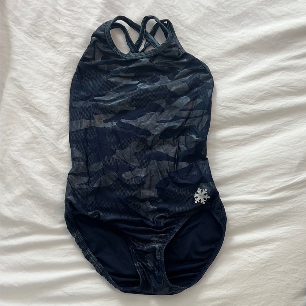 Snowflake Designs Girls Metallic Camo leotard - Blue